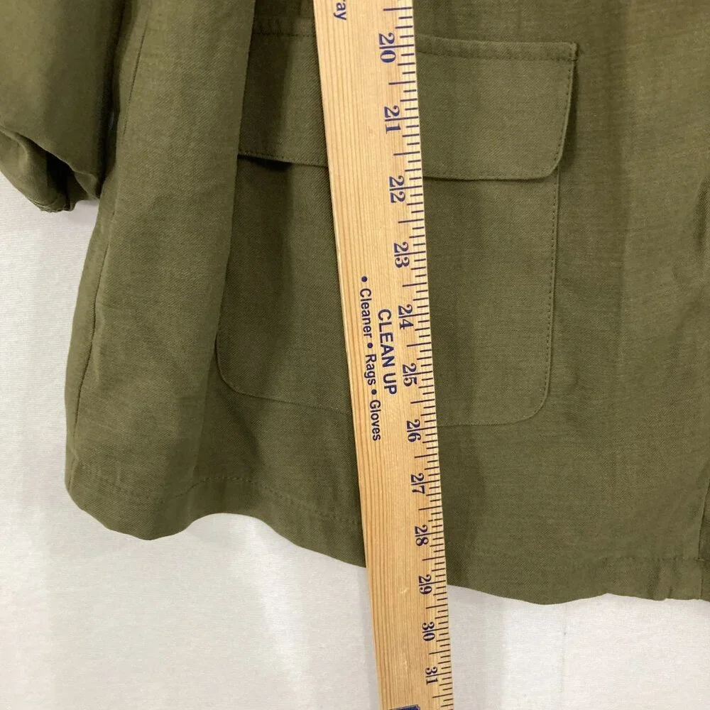 New Nine West size XL Green Olive Soft Comfy Rolled Sleeve Full Zip Jacket - Picture 7 of 11